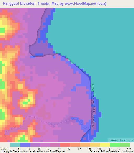 Nanggubi,Indonesia Elevation Map