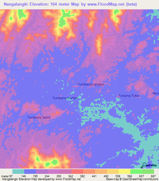 Nangalangki,Indonesia Elevation Map