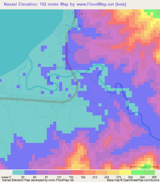 Nanasi,Indonesia Elevation Map