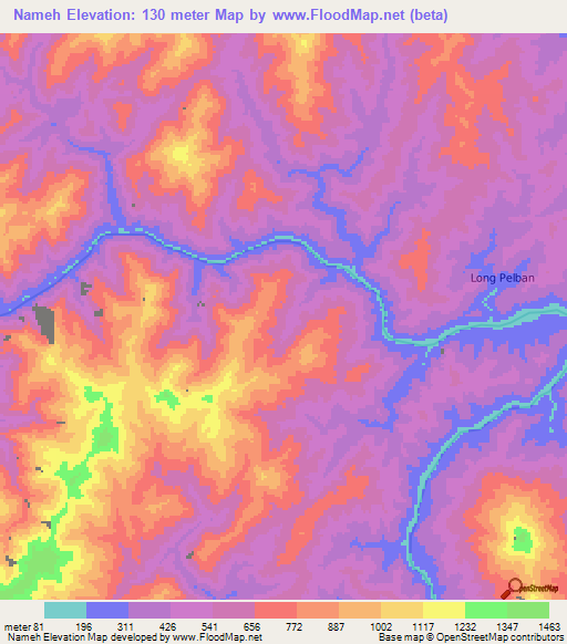 Nameh,Indonesia Elevation Map