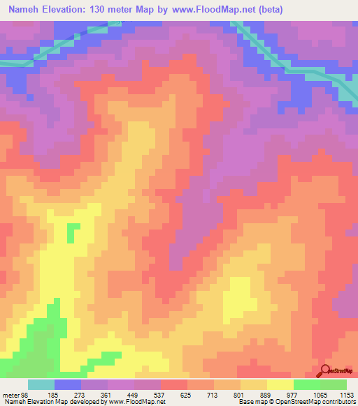 Nameh,Indonesia Elevation Map