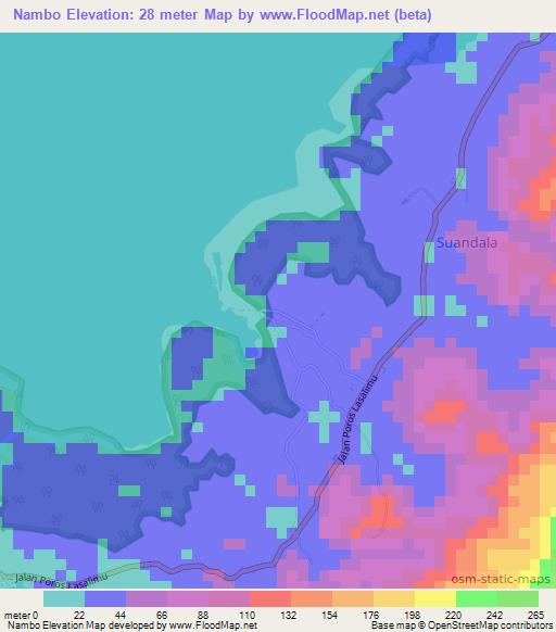 Nambo,Indonesia Elevation Map