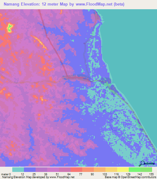 Namang,Indonesia Elevation Map