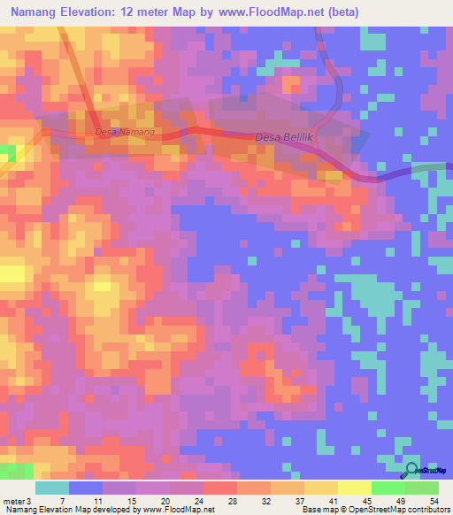 Namang,Indonesia Elevation Map