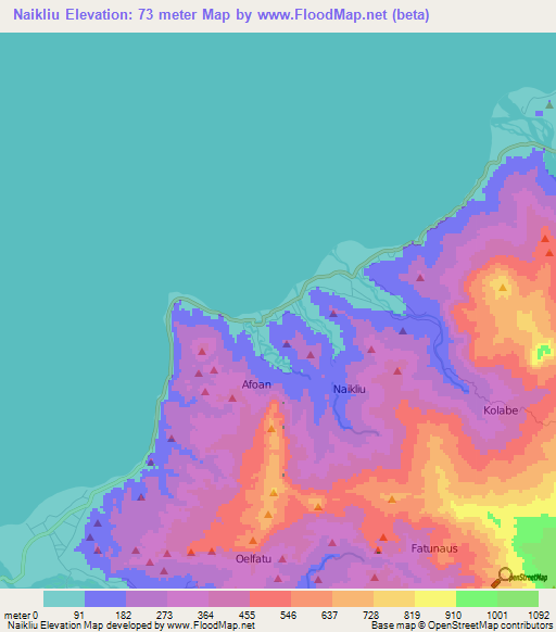 Naikliu,Indonesia Elevation Map