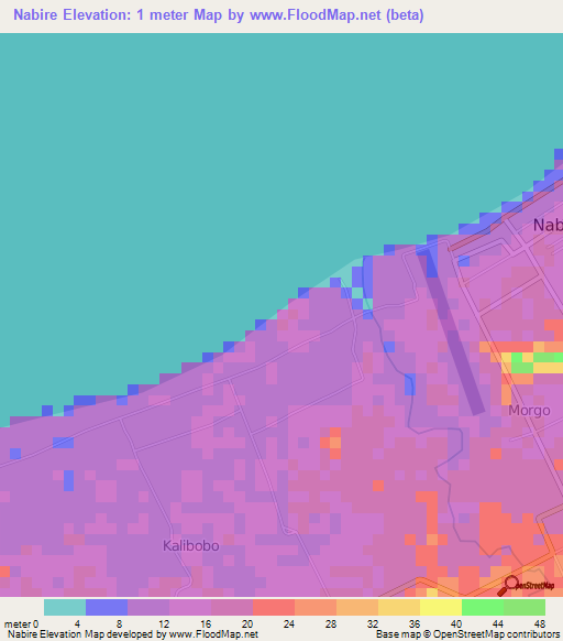 Nabire,Indonesia Elevation Map