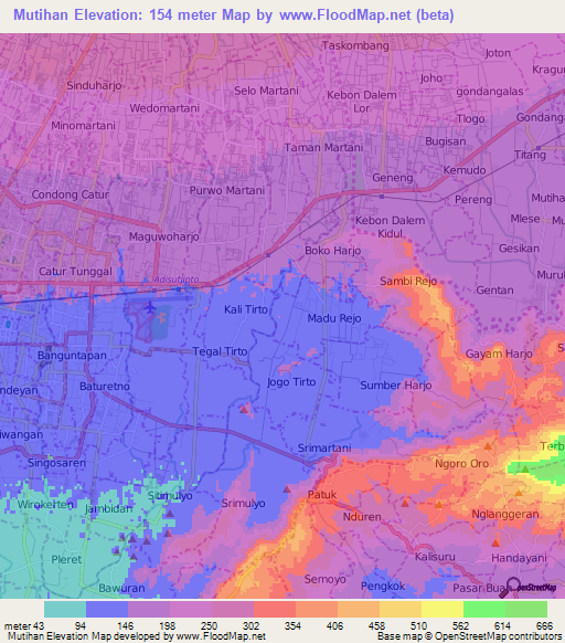 Mutihan,Indonesia Elevation Map