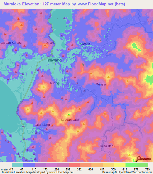 Muraloka,Indonesia Elevation Map