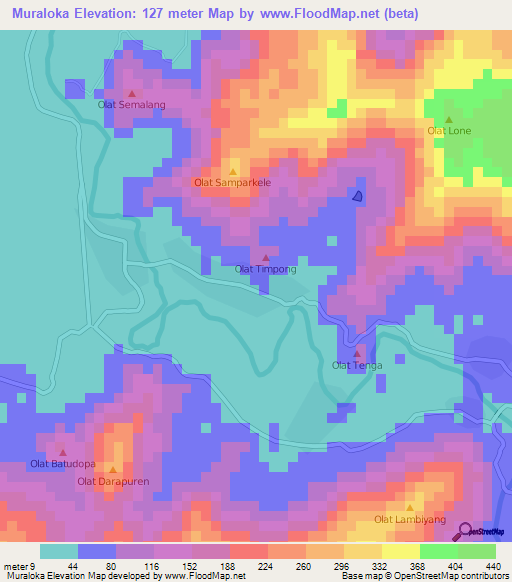 Muraloka,Indonesia Elevation Map