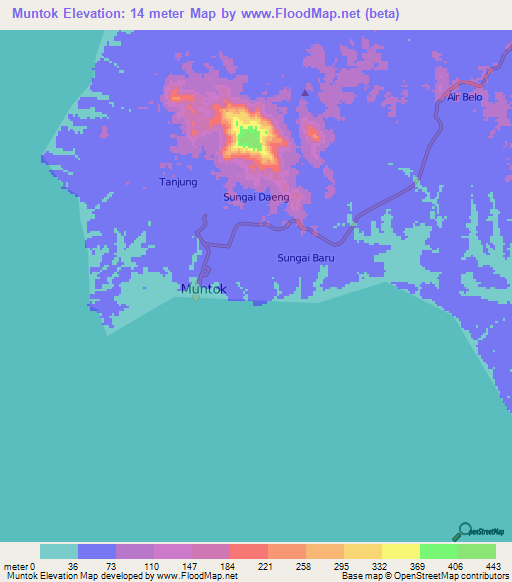 Muntok,Indonesia Elevation Map