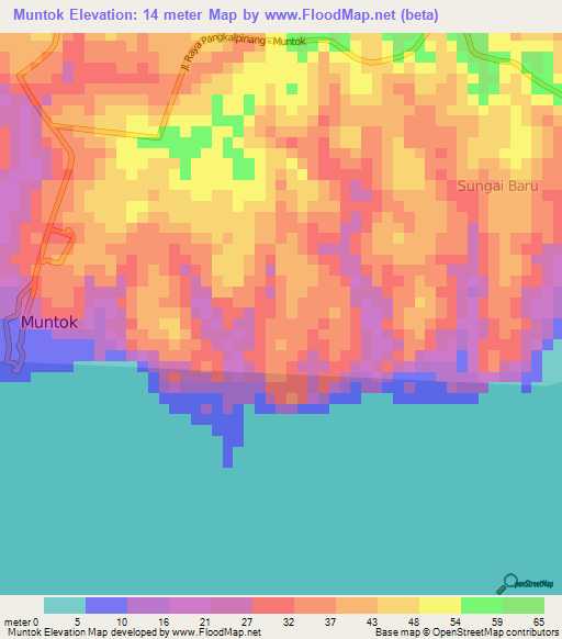 Muntok,Indonesia Elevation Map