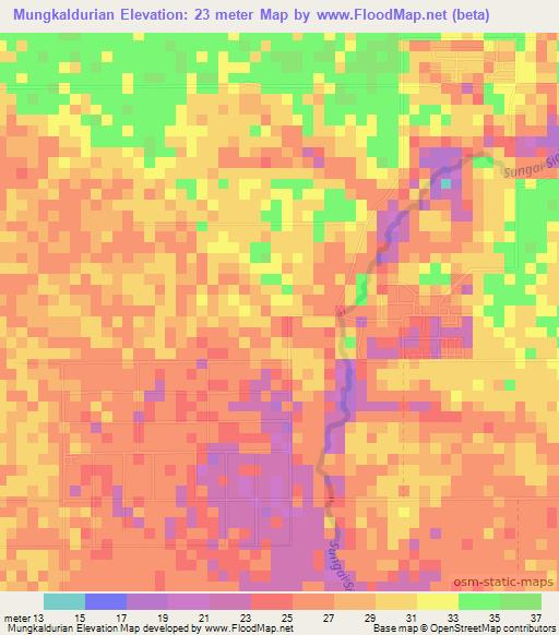 Mungkaldurian,Indonesia Elevation Map