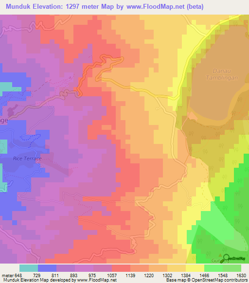 Munduk,Indonesia Elevation Map