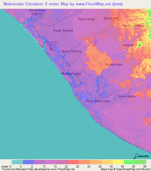 Mukomuko,Indonesia Elevation Map