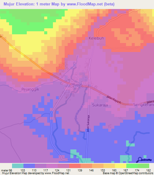 Mujur,Indonesia Elevation Map