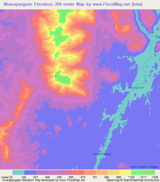 Muarapangean,Indonesia Elevation Map