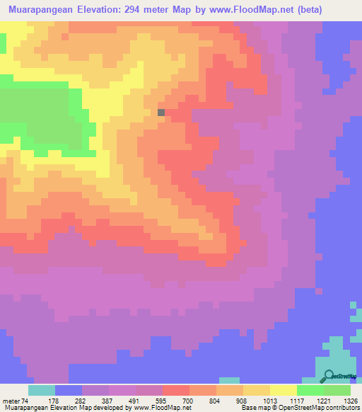 Muarapangean,Indonesia Elevation Map