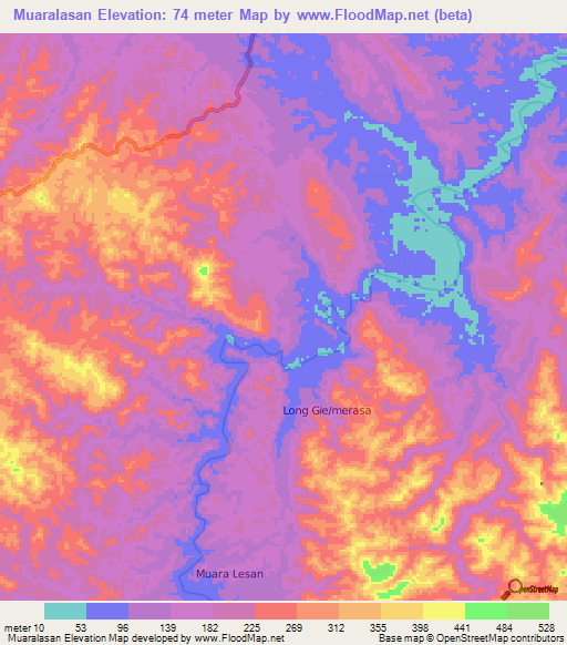 Muaralasan,Indonesia Elevation Map