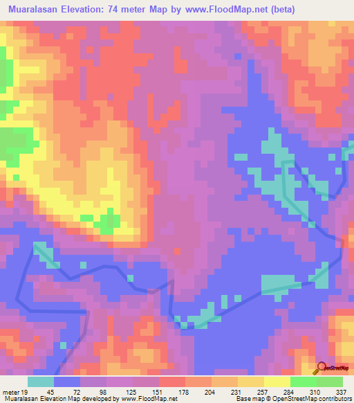 Muaralasan,Indonesia Elevation Map