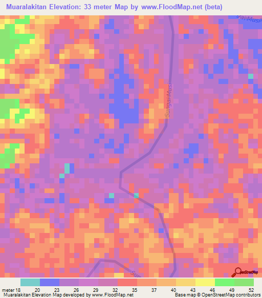 Muaralakitan,Indonesia Elevation Map