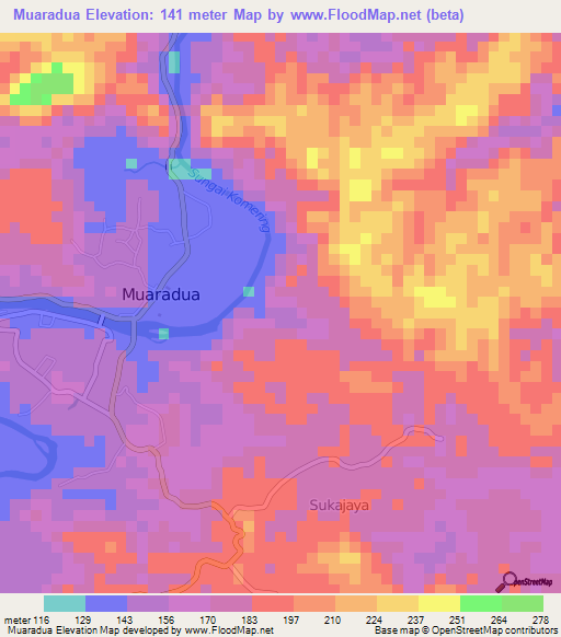 Muaradua,Indonesia Elevation Map