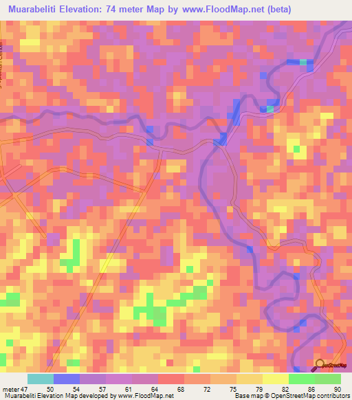 Muarabeliti,Indonesia Elevation Map