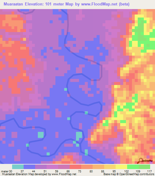Muaraatan,Indonesia Elevation Map