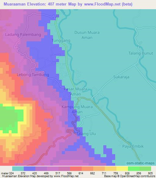 Muaraaman,Indonesia Elevation Map