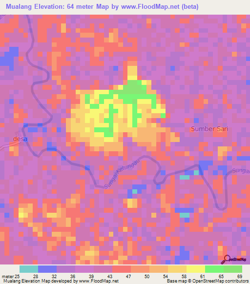 Mualang,Indonesia Elevation Map