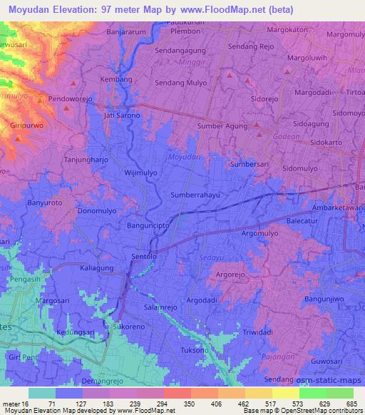 Moyudan,Indonesia Elevation Map