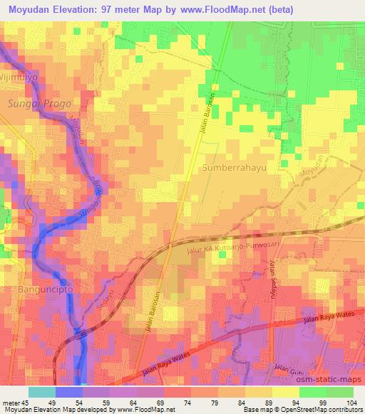 Moyudan,Indonesia Elevation Map