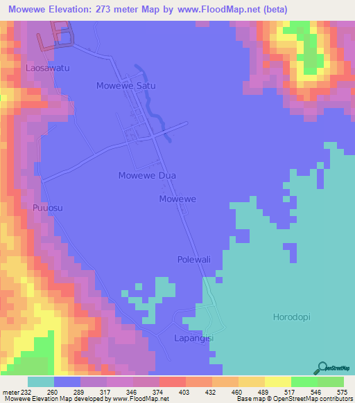 Mowewe,Indonesia Elevation Map