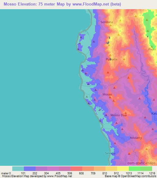 Mosso,Indonesia Elevation Map