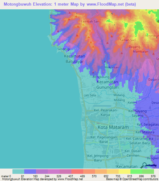 Motongbuwuh,Indonesia Elevation Map