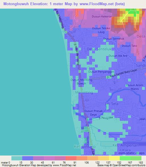 Motongbuwuh,Indonesia Elevation Map