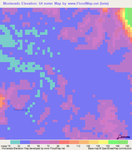 Monterado,Indonesia Elevation Map