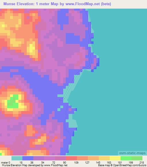 Munse,Indonesia Elevation Map