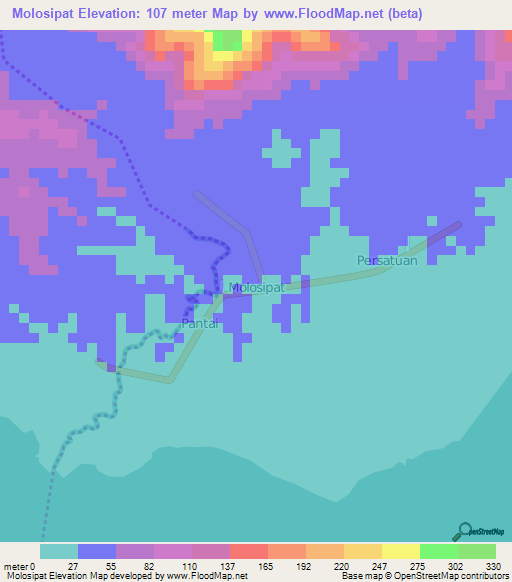 Molosipat,Indonesia Elevation Map