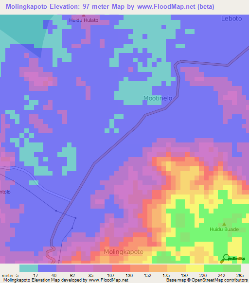 Molingkapoto,Indonesia Elevation Map