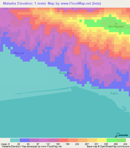 Malaaha,Indonesia Elevation Map