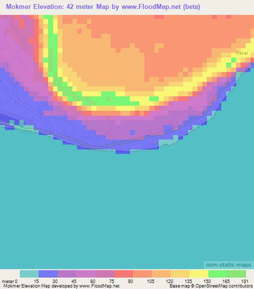 Mokmer,Indonesia Elevation Map