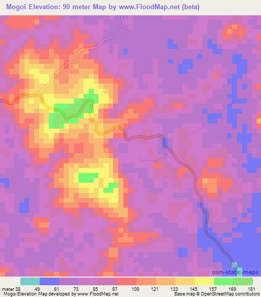 Mogoi,Indonesia Elevation Map