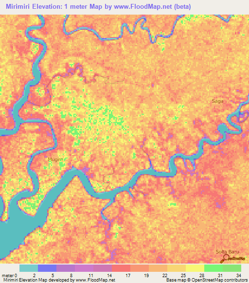 Mirimiri,Indonesia Elevation Map