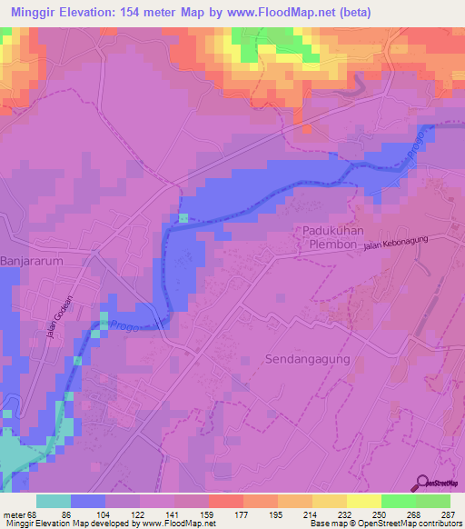 Minggir,Indonesia Elevation Map