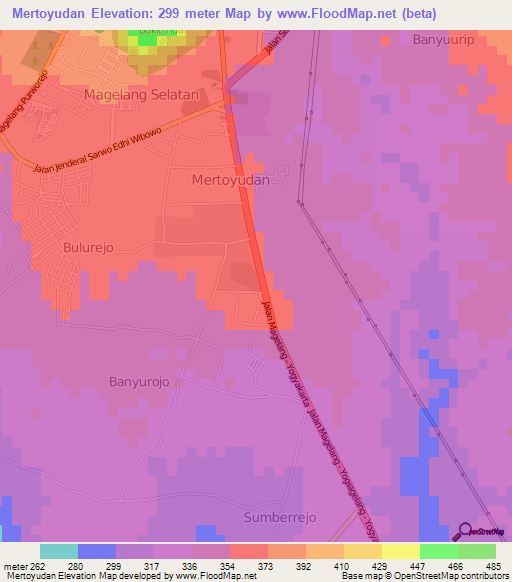 Mertoyudan,Indonesia Elevation Map