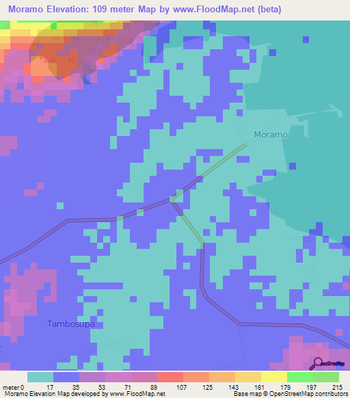 Moramo,Indonesia Elevation Map