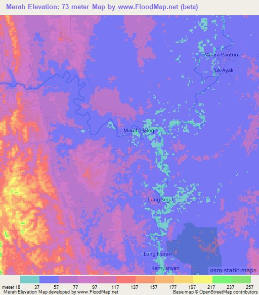 Merah,Indonesia Elevation Map