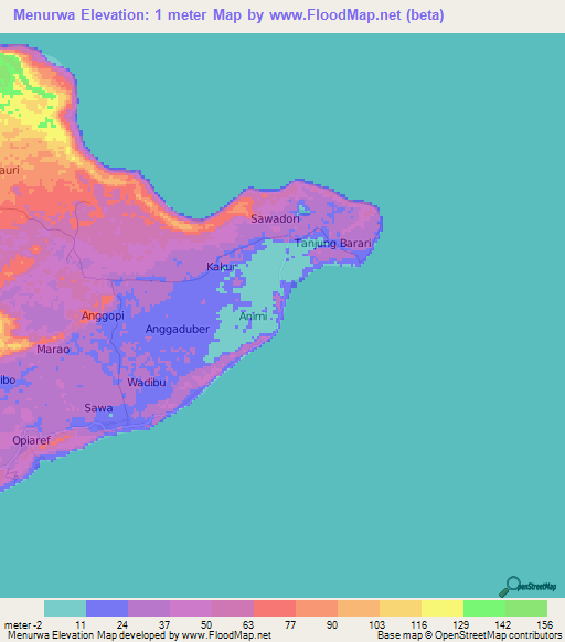 Menurwa,Indonesia Elevation Map