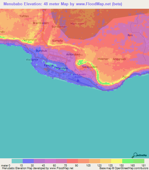 Menubabo,Indonesia Elevation Map