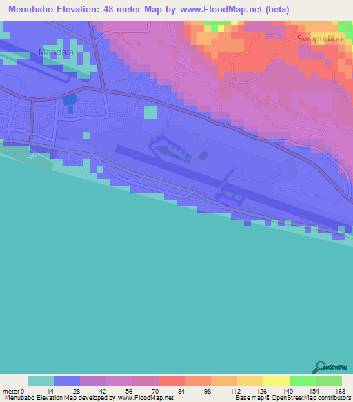 Menubabo,Indonesia Elevation Map